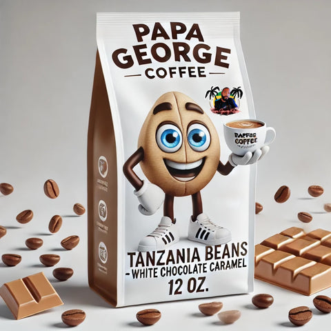 White Chocolate Caramel Coffee - Tanzania Mbozi Lukululu Peaberry Whole Beans, 12 oz