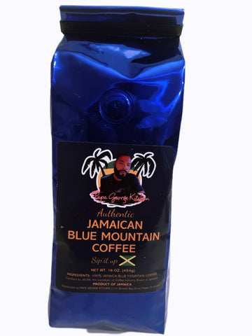 Genuine Jamaican Blue Mountain Coffee - 16oz Premium Bag by Papa George Coffee